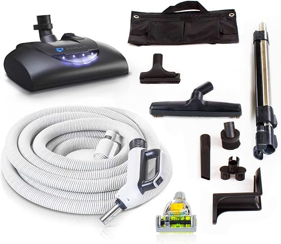 Premium 35 ft Universal Central Vacuum Hose Kit with Power Nozzle and Pigtail Connection Central Vacuum Attachments & Accessories - Fits All Central Vacuum Systems
