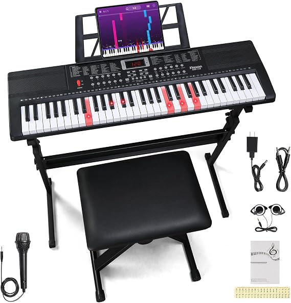 Ktaxon 61 Key Keyboard Piano Electric Keyboard with Lighted Keys