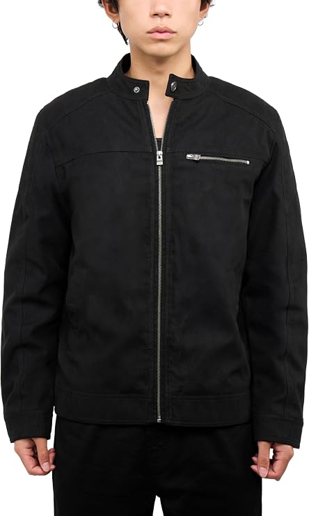 X RAY Mens Suede Jacket, Faux Suede Lightweight Full Zip Vintage Casual Trucker Bomber Jackets for Men