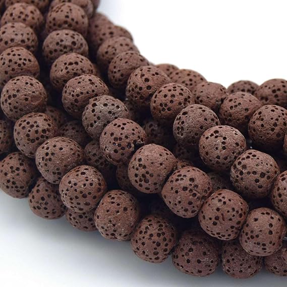 | Brown Round 12mm Lava Beads for Jewelry Making | Semi Precious Stone | Dragon Stone | Gemstone Beads | Natural Beads for Bracelets and Bracelet Making