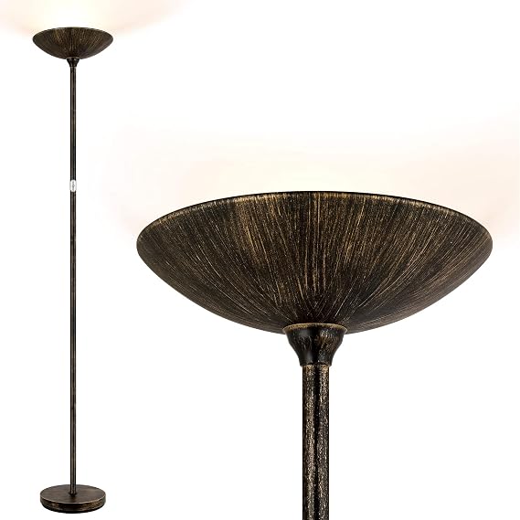 Torchiere Floor Lamp,LED Standing Lamp Touch Control, Bronze | 22W 2200LM, Stepless Dimmable, 3000K Daylight, 50000hrs Lifespan, For Living Room,Bedroom,Office