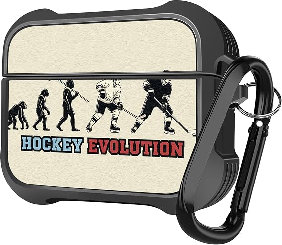 MINGDAO Compatible with AirPods Pro 2 (2022) / AirPods Pro (2019) Case, Stylish PU Leather Design and TPU Shockproof Protective Cover Case with Keychain, Hockey MC26500
