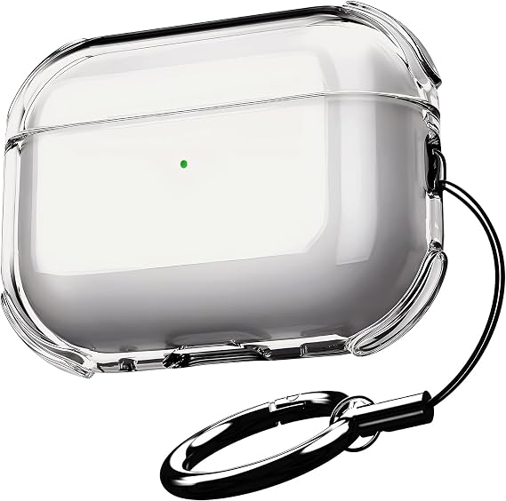 Ultra Clear Silicone Case for Minesk Airpods Pro 2 With Shock Absorbing Corners Excellent Protection and High Quality Carrying Carabiner (Grey Transparent, Airpods Pro 2.Generation)