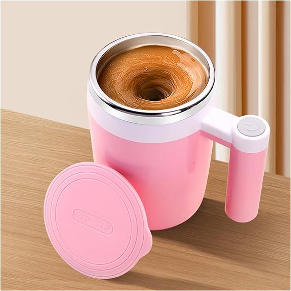 Self Stirring Mug, Rechargeable, Magnetic, Pink, 380ml