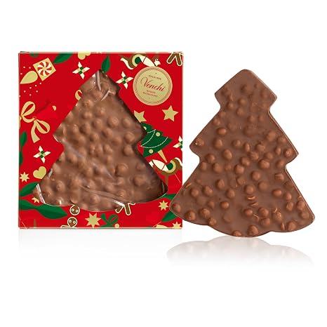 Venchi Brutto&Buono Handmade Milk Chocolate Bar with Piedmont Hazelnut in Pine Shape 200g Gluten Free Limited Edition Christmas Collection Gift Idea