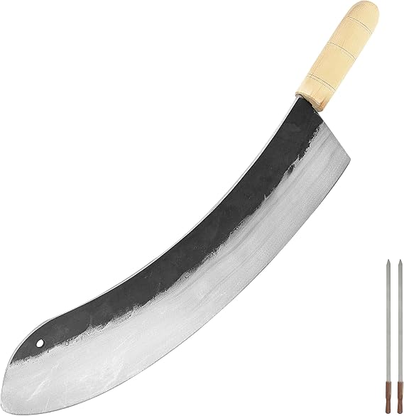 Carbon Steel 50cm Clever Chef Knife, Kebap Blade, Turkish Knife, Mincing Knife and 2 pcs. Skewers