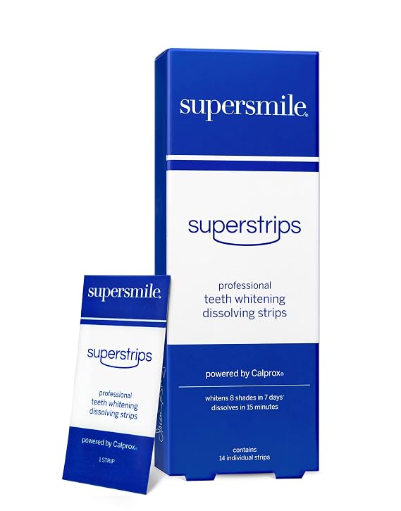 Supersmile Dissolving Superstrips, Professional Teeth Whitening Strips with Calprox, Whitens up to 8 Shades in 7 Days, Dissolve in 15 Minutes, Enamel Safe for Sensitive Teeth