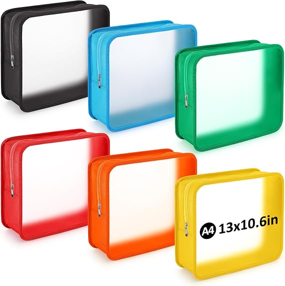 Shinylin 6 Pcs File Folder with Zipper 13x10.6 Waterproof, Classic Color