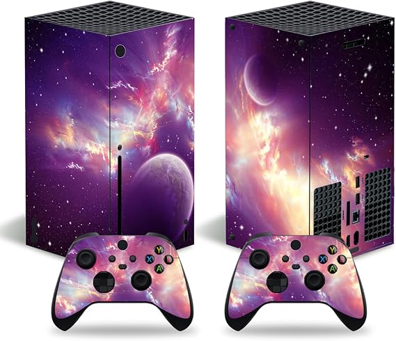 Sticker Wrap Full Set Nebula Skin Compatible with Xbox Series X Console | Protective Skin Cover, Game Controller Vinyl