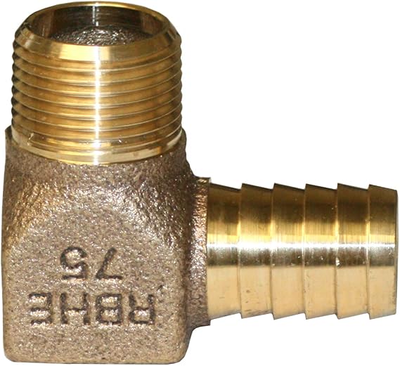 RBHENL75, 3/4" Insert Barb x 3/4" Male NPT Fitting for Yard Hydrant to Polyethylene Pipe Connection - 3/4" No-Lead Bronze Hydrant Elbow