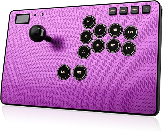 Leverless Controller Arcade Stick: Magnetic Arcade Stick CAS with RGB ,Premium Aluminum Haute42 CAS Fightstick for PC/PS3/PS4/Switch Game with Lock Button Support Hot Swap & SOCD (Purple)