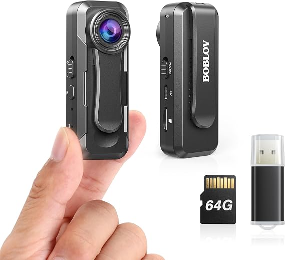BOBLOV W1 256GB HD 1080P Body Worn Camera, Wearable Body Camera with 2 Clips, Loop Recording Video Camera, Support Time Stamp, Back Clip for Traveling, Driver, Delivery Man, Lecture Recording