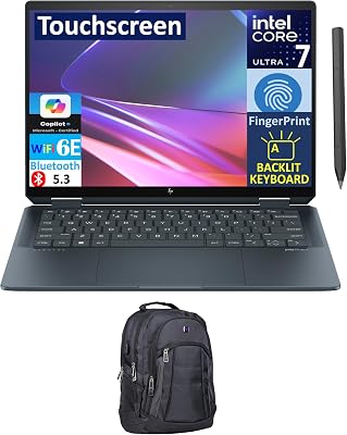 HP Spectre x360 AI Powered 2-in-1 Laptop 14.0 Touchscreen OLED 2.8K Display Intel Ultra 7-155H, 32GB LPDDR5X, 1TB PCIe SSD, Active Pen, Backlit KB, Fingerprint, Win 11 Pro wPremium Backpack