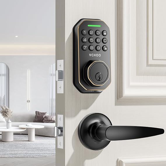 Keyless Entry Door Lock Deadbolt with Handle Set Smart Locks for Front Door with Lever Handle Auto Locking, Anti-Peeping Password, Easy Installation for Home Hotel Bedroom Door Oil Rubbed Bronze