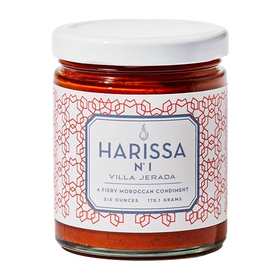 Villa Jerada, Harissa, 6 oz, Fiery Moroccan Hot Sauce with Preserved Lemon, The Perfect Amount of Savory, Tang, and Spice to Any Meal (HARISSA - 1 JAR)