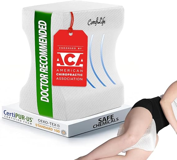 ComfiLife Orthopedic Knee and Leg Pillow for Side Sleepers Sleeping - 100% Polyurethane Foam for Back Pain, Hip Pain Relief