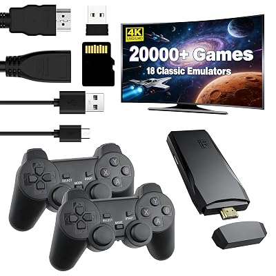 Retro Gaming Console,Built-in Classic Video Games and 23 Emulators,4K HDMI Output Game Stick,Plug and Play Video Gaming Consoles 64G