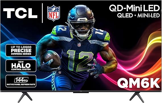 TCL 50 Inch Class QM6K Series | Mini LED QLED 4K HDR | 50QM6K, Latest Model | 120HZ-144HZ High Brightness Smart Google TV Dolby Atmos Onkyo Audio | Voice Remote Alexa Gaming Streaming Television