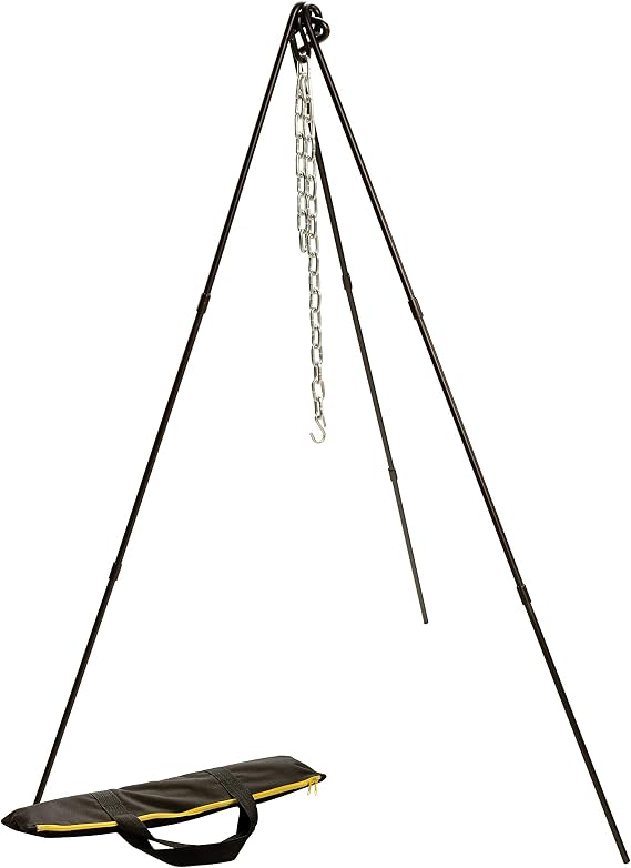 Lodge Campfire Cooking Tripod - Adjustable chain - 40 to 60 Inch Steel Cooking Tripod for Campfire - Adjustable