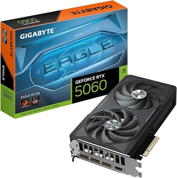 GIGABYTE GeForce RTX 5060 Eagle OC 8G Graphics Card, 8GB 128-bit GDDR7, PCIe 5.0, WINDFORCE Cooling System, GV-N5060EAGLE OC-8GD Video Card