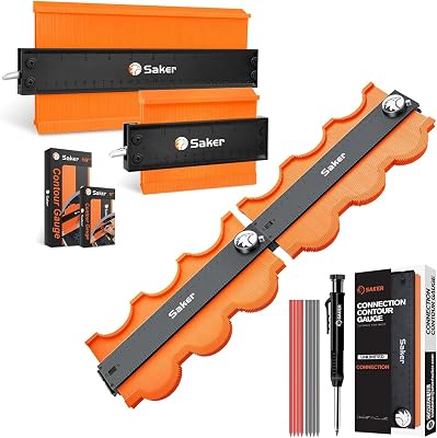 Saker Contour Gauge Duplication 10 inch5 inch and Saker Contour Gauge Profile Tool-Unlimited Connection Precisely Copy Irregular Shape Duplicator 2 Pieces Deep Hole Pencil