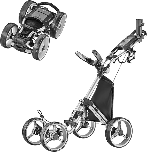 Caddytek Explorer V8 SuperLite 4-Wheel Golf Push Cart - Lightweight, Compact, Easy Fold Design, Adjustable Handle, Ample Storage