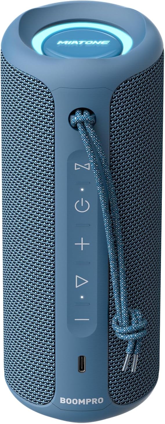 MIATONE Bluetooth Speaker 36W Stereo Sound Bass Present Boy Gifts - Blue | Portable Speaker Bluetooth 5.3 Wireless USB Type C Outdoor and Travel, 5000mAh Up to 16H Playtime Indoor