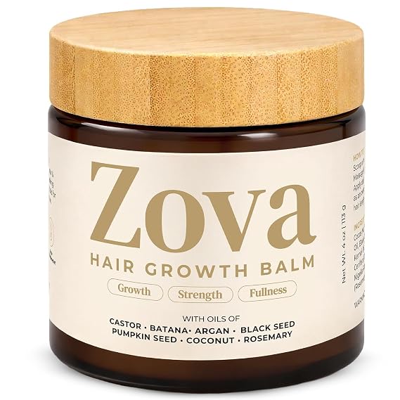 Zova Hair Growth Balm Batana, Castor, Argan & Rosemary Oil Blend for Thicker, Stronger Hair Deep Scalp Nourishing Hair Treatment for Men & Women Natural Hair Repair & Moisturizing Balm 4 oz