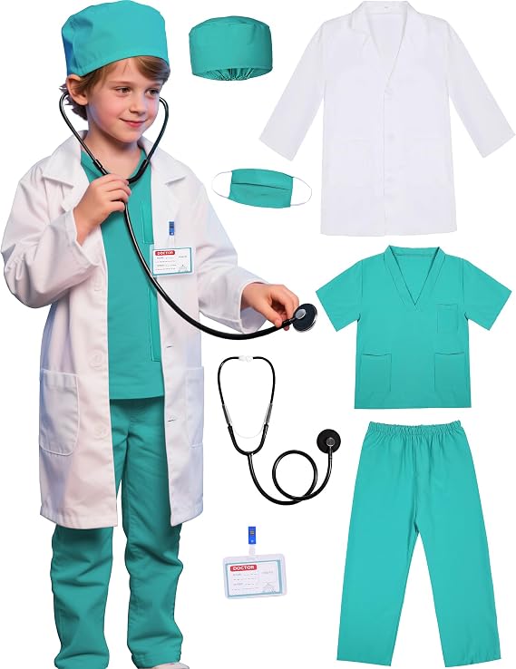 Gortykor Kids Doctor Costume Doctor Lab Coat for Boys Girls 3-10 Halloween Career Day Dress Up