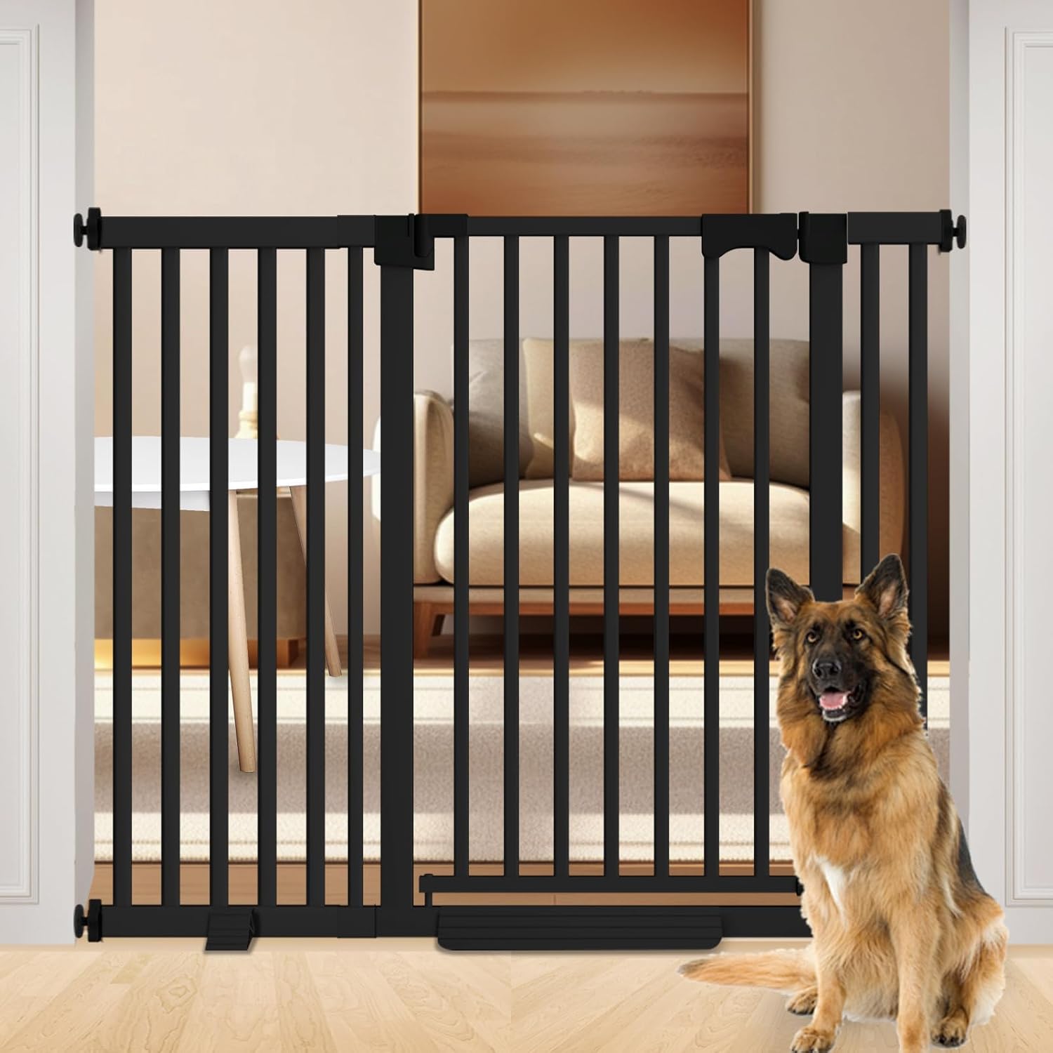 41 Extra Tall Baby Gate for Big Dog No Jumping Over, 46-54.7 Wide Pet Safety Gate Indoor for Doorways No Drilling,Auto Close Child Puppy Gates for Stairways Pressure Mounted Black