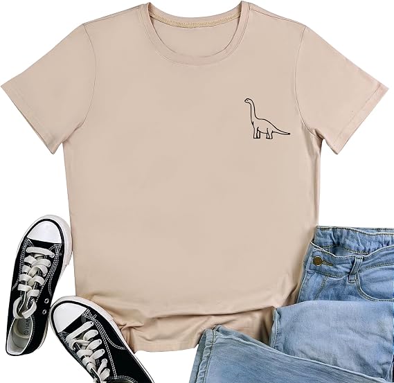 ROSEPARK Women Cute Dinosaur Graphic T-Shirts Teen Girls Funny Tees