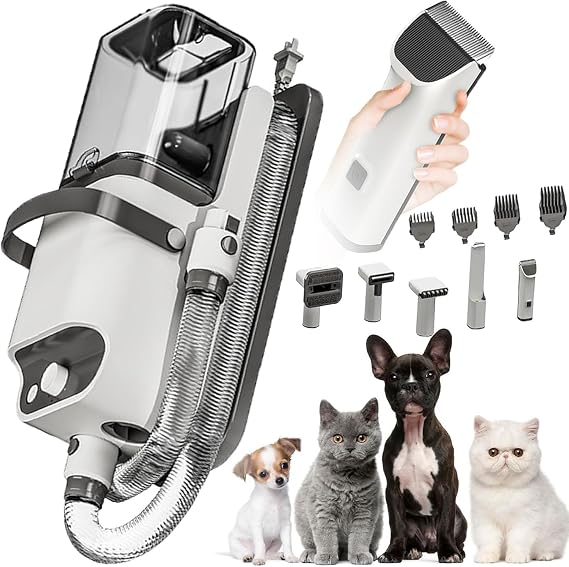 Dog Grooming Vacuum Kit 1.8l,Dog Clippers Professional,Suction 99% Pet Hair,Dog Vacuum Groomer with 5-in-1,Dog Grooming Clippers for Multiple Pets Hair