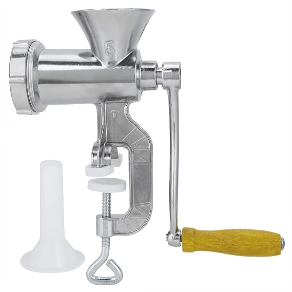 Rotary Grinder Sausage Stuffer | Aluminum Alloy Manual Meat Grinder | Multi-functional Sausage Pepper Spice Grinding Machine Household Kitchen Tool for Grinding Meat/Spices/Vegetables