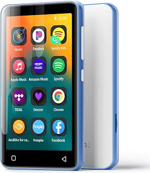 MP3 Player with Bluetooth and WiFi,MP3 Player with Spotify,Spotify Kids,Audible,Pandora,Amazon Music,4" Music Player MP4 Up to 1TB(80GB,Blue_White)
