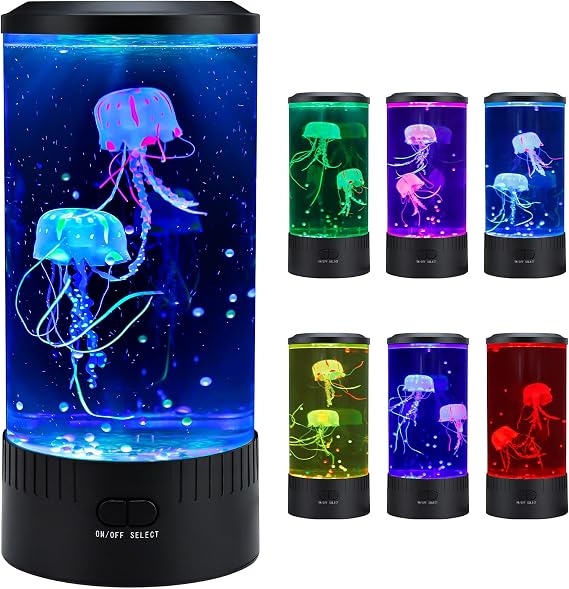 Relity Jellyfish Tank Table Lamp Remote Control with Color Changing Light Gift for Kids Men Women Home Deco for Room Mood Light for Relax
