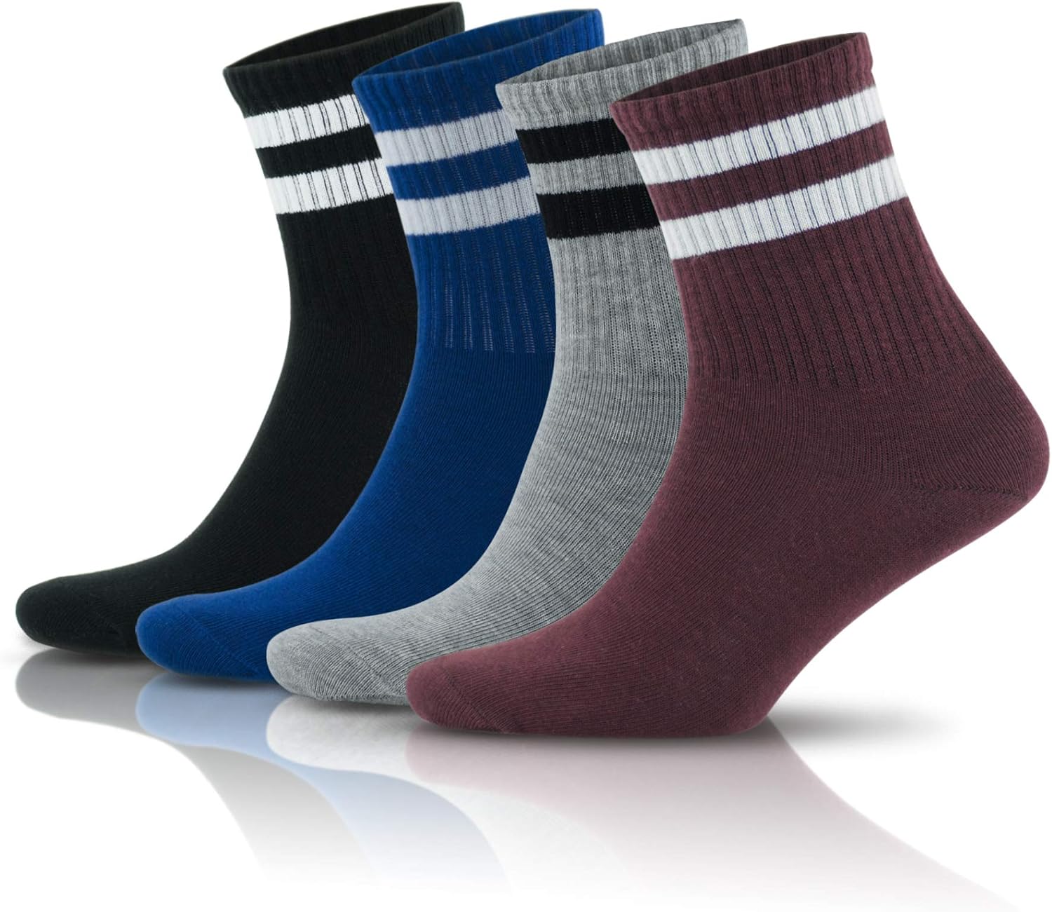 GoWith 3-Piece-4 Cotton Colorful Striped Wick College Sports Women Socks, Womens Tennis Socks 2501