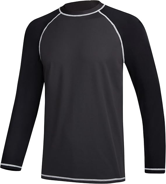 Men's Long Sleeve Swim Shirts Rashguard UPF 50+ UV Sun Protection Shirt Athletic Workout Running Hiking T-Shirt Swimwear