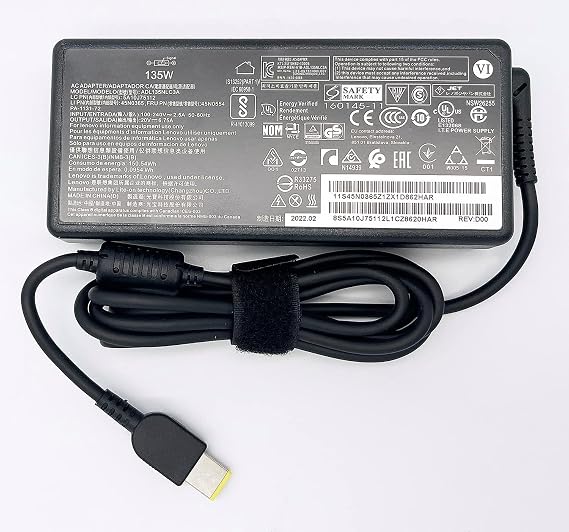 20V 6.7A 135W Slim Tip AC Adapter for Lenovo IdeaPad Y40-70 Y50-70 Y70-70, ThinkPad T440P T450P T460P T530 T540 T560 W510 ADL135NDC3A Power Cord