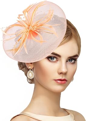 Heart Mesh Tea Party Hats - Feather Derby Fascinators 2026 Kentucky Hat with Hair Clip for Women Wedding