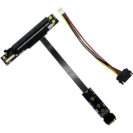 Sintech M.2 NGFF Key M to PCIe 4.0 16x Graphics Card Riser Adapter Card,Nvme to PCI-e PCI-Express 4.0 16X Extension Cable 25cms,Compatible with RTX4090-RTX3060 RX7900 RX6950XT-RX6500XT