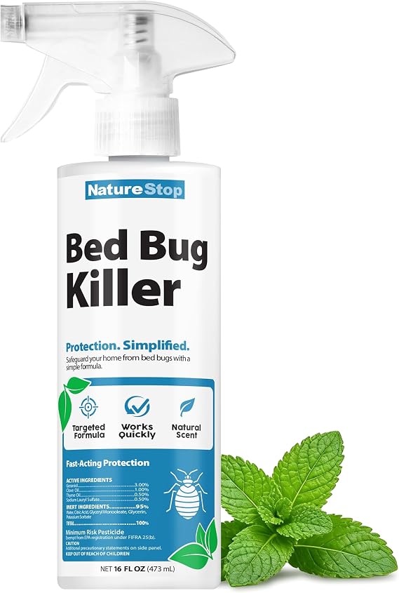 Bed Bug Killer Spray (16oz) | Targets Bed Bugs & Eggs, Pet & Family Friendly, Plant-Based Active Ingredients, For Mattresses & Bedding, Fast-Acting Formula