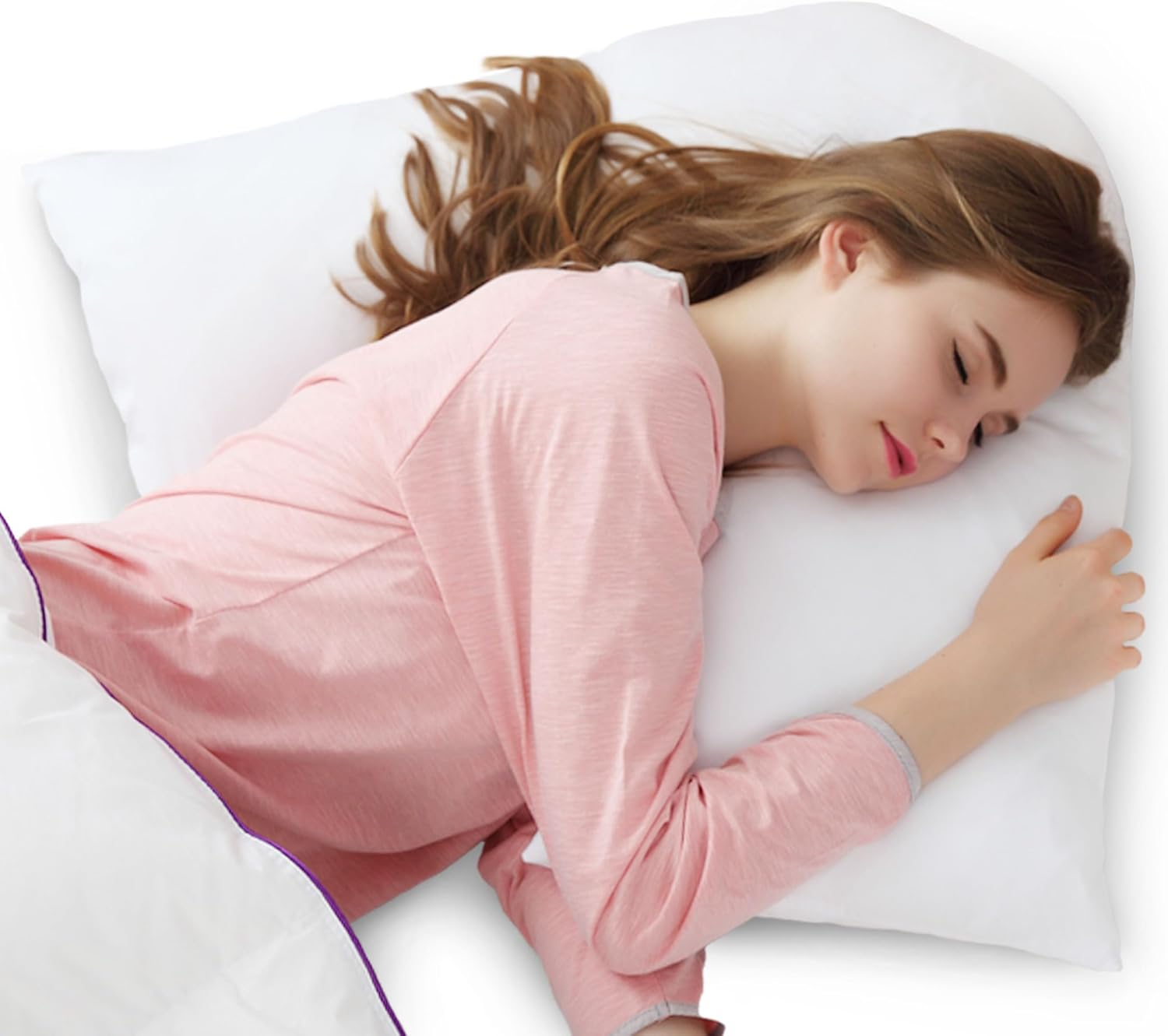 Cheer Collection Oversized V-Shaped Pillow for Side Sleepers, L-Shaped Pregnancy Pillow for Neck and Shoulder Support, Curved Body Pillow with Removable Pillowcase