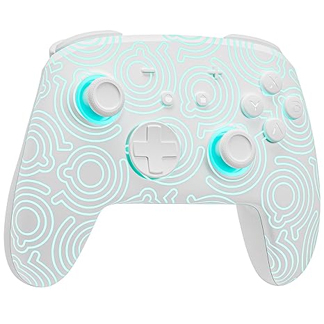 FUNLAB Switch Pro Controller Wireless Compatible with Nintendo Switch2/OLED/Lite, Hall Effect Switch Controllers, Firefly Bluetooth Remote Gamepad Control with RGB 7 LED Colors/Turbo/Motion/Paddle - White