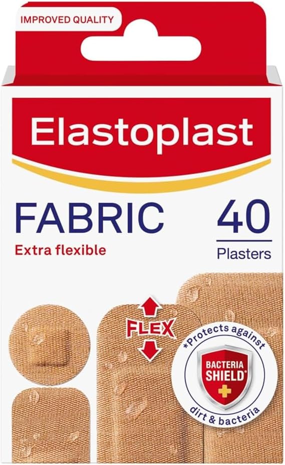 Elastoplast Fabric Extra Flexible Breathable 40 Plasters/Water Repellent (Packaging May Vary)