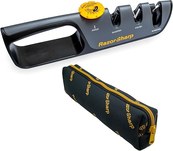 RazorSharpTM Knife & Scissor Sharpener | Adjustable 14-24 Degree Angle Guide