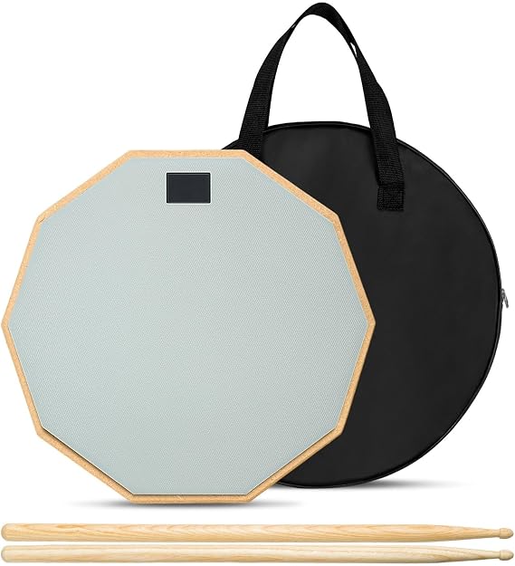 CROWNSHOP Drum Practice Pad and Sticks Double Sided Silent Practice Drum