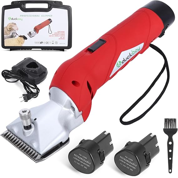 DUCKBOY Cordless Horse Clipper, Rechargeable, for Cattle, Alpacas, Llamas | Ideal for horses, cattle, alpacas & llamas. Cordless, rechargeable for farm grooming. Sharp blades for thick coats