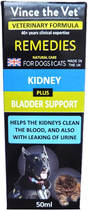 Kidney & Bladder Support Drops for Dogs & Cats (50ml), Human Grade Veterinary Formulated Blend of Botanical Extracts to Support Struggling Kidneys, Detox Body & Aid Bladder Contro