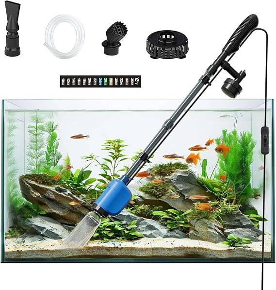 lives Electric Aquarium Vacuum Gravel Cleaner, 32W 6 in 1 Multifunction Automatic Fish Tank Gravel Cleaner Vacuum for Wash Sand & Water Changer