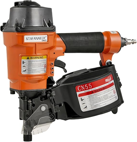 Update CN55 Siding Nailer for 1-Inch up to 2-1/4-Inch Nails | 15 Degree Coil Nail Gun with Bump Firing for Fast Nailing Speed, Coil Nail Gun for Pallets, Siding, Crating, Fencing, Decking